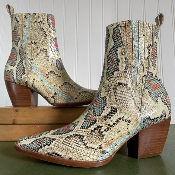 multi colored snakeskin boots